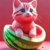 Watermelon Cat Diamond Painting