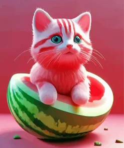 Watermelon Cat Diamond Painting