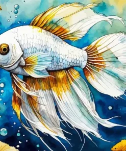 White Betta Fish Diamond Painting