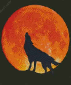 Wolf In The Moon Diamond Painting