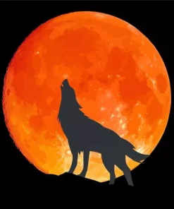 Wolf In The Moon Diamond Painting