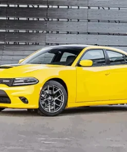 Yellow Dodge Charger Daytona Diamond Painting