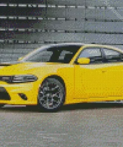 Yellow Dodge Charger Daytona Diamond Painting