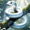 White Snake On Branch Diamond Painting