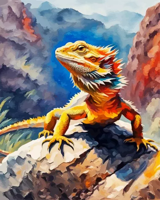 bearded dragon art Diamond With Numbers Bearded Dragon Art Diamond Painting