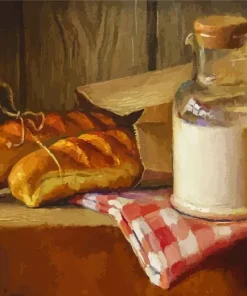 Bread And Milk Art Diamond Painting