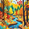Fall Cabin Art Diamond Painting