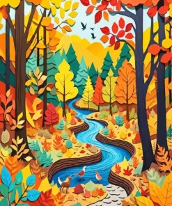 Fall Cabin Art Diamond Painting