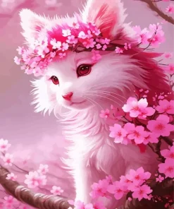 Adorable Pink Cat Diamond Painting