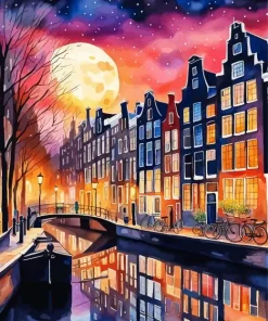 Amsterdam Canal Houses Diamond Painting