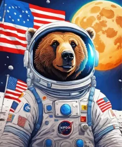 Astronaut Brown Bear Art Diamond Painting