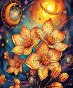 Brown Flowers Diamond Painting
