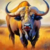 Buffalo With Long Horns Diamond Painting