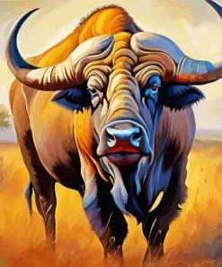 Buffalo With Long Horns Diamond Painting