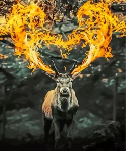 Burning Buck Antlers Diamond Painting