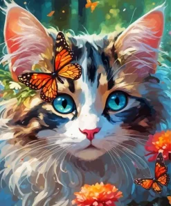 Butterfly Cat Art Diamond Painting
