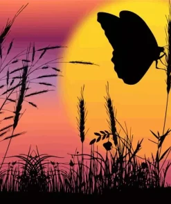 Butterfly Sunset Silhouette Diamond Painting