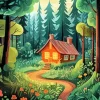 Cabin In The Forest Diamond Painting