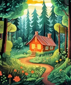 Cabin In The Forest Diamond Painting
