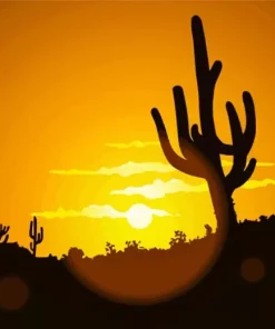 Cactus At Sunset Diamond Painting