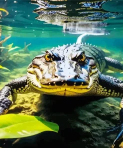 Caiman Under Water Diamond Painting