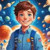 Cartoon Boy In Space Diamond Painting