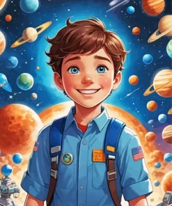 Cartoon Boy In Space Diamond Painting