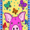Cartoon Butterflies And Pig Diamond Painting
