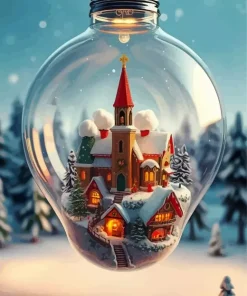 Christmas Village Bulb Diamond Painting