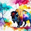 Colorful Abstract Buffalo Art Diamond Painting