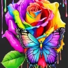 Colorful Butterfly On Rose Diamond Painting