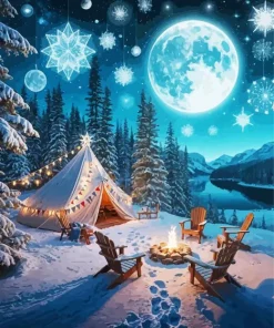 Cozy Winter Campsite Diamond Painting