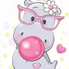Cute Hippo Bubble Gum Diamond Painting