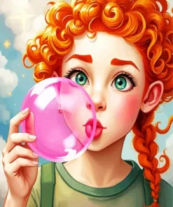 Girl Blowing Bubble Gum Diamond Painting