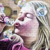 Girl Blowing Bubbles Graffiti Diamond Painting