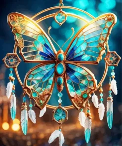 Glass Butterfly Dream Catcher Diamond Painting
