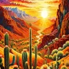 Grand Canyon Cactus Sunrise Diamond Painting