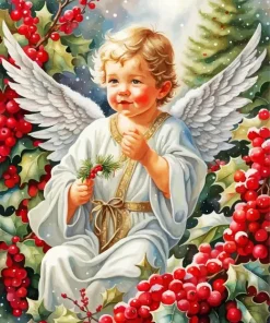 Happy Holidays Angel Boy Diamond Painting