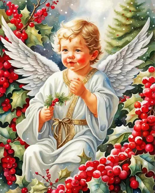 Happy Holidays Angel Boy Diamond By Numbers Happy Holidays Angel Boy Diamond Painting