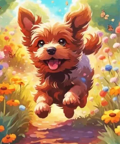 Happy Brown Puppy Diamond Painting