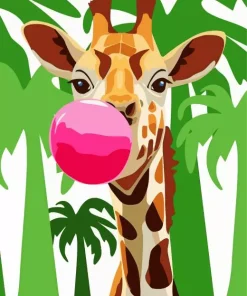 Illustration Bubble Giraffe Diamond Painting