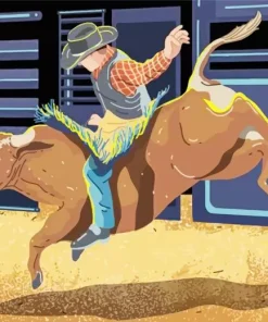 Illustration Bull Rider Diamond Painting