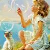 Little Girl Blowing Bubbles Diamond Painting