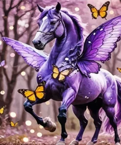 Purple Butterfly Horse Diamond Painting