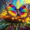 Rainbow Butterfly On Sunflower Diamond Painting