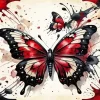 Splatter Black And Red Butterfly Diamond Painting