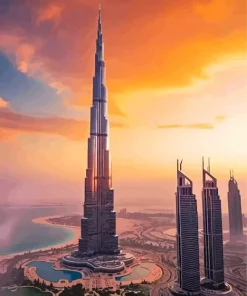 Sunset At Burj Khalifa Diamond Painting