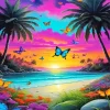 Sunset Butterfly Beach Diamond Painting