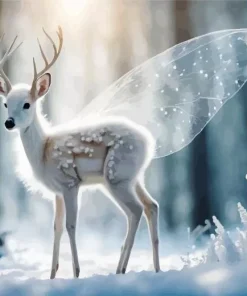 White Butterfly Deer Diamond Painting