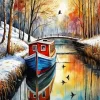Winter Canal Boat Diamond Painting